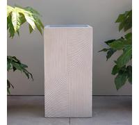 Primrose Ribbed Swirl Design Tall Square Outdoor Planter in White 68cm