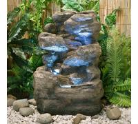 Primrose Rock Cascade Water Feature 4 Tier Fountain Waterfall Stone Effect 54cm Primrose Stone