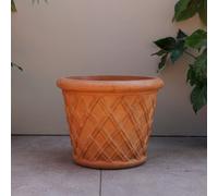 Primrose Round Concrete Garden Planter In Terracotta 37Cm