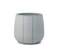 Primrose Round Geo Patterned Fibreglass Garden Patio Planter Bowl 21cm in Grey Primrose Grey