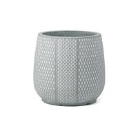 Primrose Round Geo Patterned Fibreglass Garden Patio Planter Bowl 21cm in Grey Primrose Grey