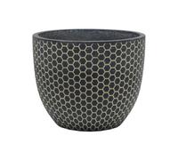 Primrose Round Honeycomb Garden Weather Resistant Planter In Charcoal Geometric 24Cm