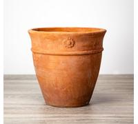 Primrose Round Terracotta Orange Planter with Ornate Flower and Drainage 36cm