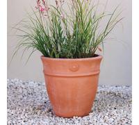 Primrose Round Terracotta Orange Planter with Ornate Flower & Drainage 36cm Primrose Terracotta