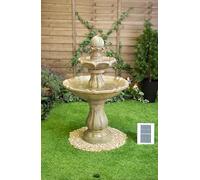 Primrose Round Tiered Solar Water Fountain Cream Imperial with Lights H92cm