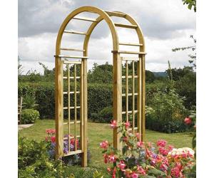 Primrose Rowlinson Pressure Treated Round Top Arch with Trellis Sides 250cm