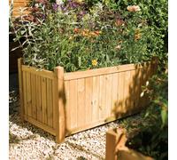 Primrose Rowlinson Rectangular Outdoor Planter Natural Timber 141L in Brown Primrose Brown