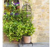 Primrose Rustic Italia Pot Trellis with Free Standing Base in Bronze 152cm in Black Primrose Black