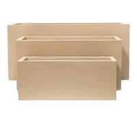 Primrose Sand Fibrecotta Rectangular Trough Planters Mixed Set Of 3