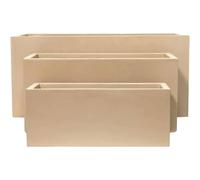 Primrose Sand Fibrecotta Rectangular Trough Planters Mixed Set of 3 in Yellow Primrose Yellow