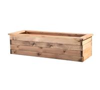 Primrose Scandinavian Redwood Garden Raised Bed Trough Patio Planter with Drainage Slats 112cm