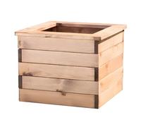 Primrose Scandinavian Redwood Slatted Square Garden Planter with Drainage Slats 47cm