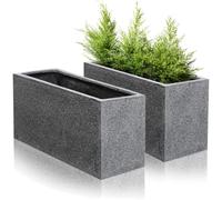 Primrose Set of 2 Poly-Terrazzo Black Trough Indoor Outdoor Planter 100cm Primrose Black