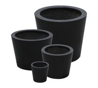 Primrose Set of 4 Polystone Black Round Indoor Outdoor Planters in 4 Different Sizes Primrose Black