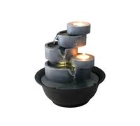 Primrose Slate Effect Cascading Bowls Tabletop Water Feature with LED Lights 21cm in Grey Primrose Grey
