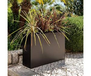 Primrose Small Garden Zinc Tall Trough Planter with Insert Black H60cm x W80cm