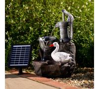 Primrose Solar Duck At The Well Tiered Cascading Water Feature With Battery Backup And Lights 49Cm