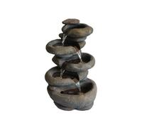 Primrose Solar Power 4 Tier Stacked Boulder Water Feature Cascade with LED lights in Grey Primrose Grey