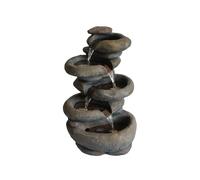 Primrose Solar Power 4 Tier Stacked Boulder Water Feature Cascade with LED lights in Grey Primrose Grey