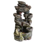 Primrose Solar Power 5 Tier Rock Effect Water Feature with LED Lights 98cm in Grey Primrose Grey