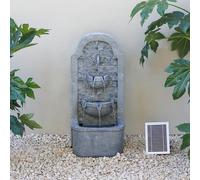 Primrose Solar Power Cascading Bowls Freestanding Grey Water Wall Feature With LEDs 77cm