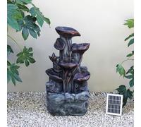 Primrose Solar Power Lily Pad Rock Cascade Water Feature With LEDs Bronze 76cm
