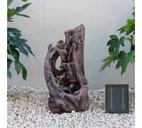 Primrose Solar Power Water Feature Brown Tree Bark Design With White LEDs 60cm Primrose Brown