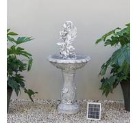 Primrose Solar Power Water Nymph on Floral Pedestal Water Feature LEDs Grey 108cm