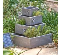 Primrose Solar Powered 4-Tier Herb 'Perth 'Planter Cascading Water Feature 42cm in Stone Primrose Stone