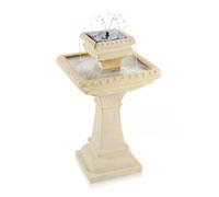 Primrose Solar Powered Ivory 2-Tier Bird Bath Water Feature With Led Lights