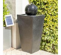 Primrose Solar Powered Manila Sphere Outdoor Water Feature with Lights in Black H82cm