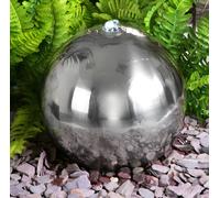 Primrose Solar Powered Sphere Water Feature Stainless Steel Cascade Lights 50cm in Metallic Silver Primrose Metallic Silver