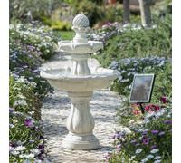 Primrose Solar Powered Water Feature Classical 3 Tier Fountain Cascade 92cm in Light Grey Primrose Light Grey