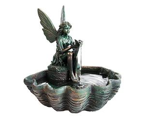 Primrose Solar Water Feature Fairy on Clam Shell Programmable Lights H30cm