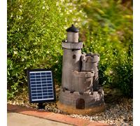 Primrose Solar Water Feature Grey Castle Cascade Battery Backup Lights 49cm in Light Grey Primrose Light Grey