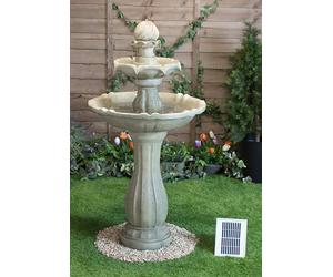 Primrose Solar Water Fountain Antique Effect Round Tiered with Lights H112cm