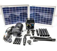 Primrose Solar Powered Pond Fountain Pump Kit with LEDs Battery Backup 1200 LPH in True Black Primrose True Black