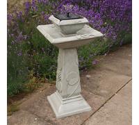 Primrose 'Spring Lily' Solar Bird Bath Water Feature with Lights 79cm in Light Grey Primrose Light Grey