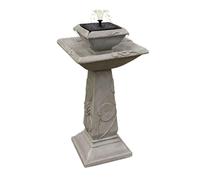 Primrose 'Spring Lily' Solar Bird Bath Water Feature with Lights 79cm in Light Grey Primrose Light Grey