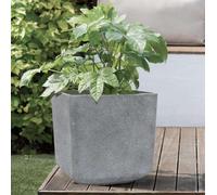 Primrose Square Volcanic Grey Stone And Resin Composite Planter Frost Resistant & Lightweight 43Cm