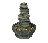 Primrose Stacked Stone Monolith Water Feature with LED Lights 70cm in Grey Primrose Grey