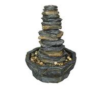 Primrose Stacked Stone Monolith Water Feature with LED Ligths 70cm in Grey Primrose Grey