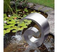 Primrose Stainless Ammonite Steel Water Feature Pond Fountain No Reservoir 66cm in Metallic Silver Primrose Metallic Silver