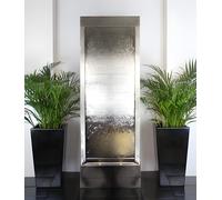 Brushed Stainless Steel Cascade Water Wall Giant Indoor Office Outdoor H174cm