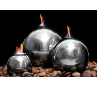 Primrose Stainless Steel Fire & Water Feature Magma Triple Sphere H27cm in Metallic Silver Primrose Metallic Silver