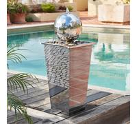 Primrose Stainless Steel Sphere Column Water Feature Silver Polished 83cm Primrose Silver