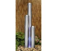 Primrose Stainless Steel Water Feature Tubes Outdoor Water Fountain with LEDs in Metallic Silver Primrose Metallic Silver
