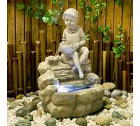 Primrose Stone Effect Girl Cascade Water Feature Statue With Led Light 42Cm