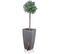 Primrose Stone Effect Indoor Outdoor Flared Tall Cube Square Planter in Grey 76cm
