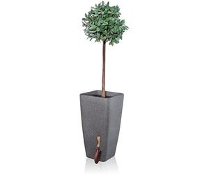 Primrose Stone Effect Indoor Outdoor Flared Tall Cube Square Planter in Grey 76cm
